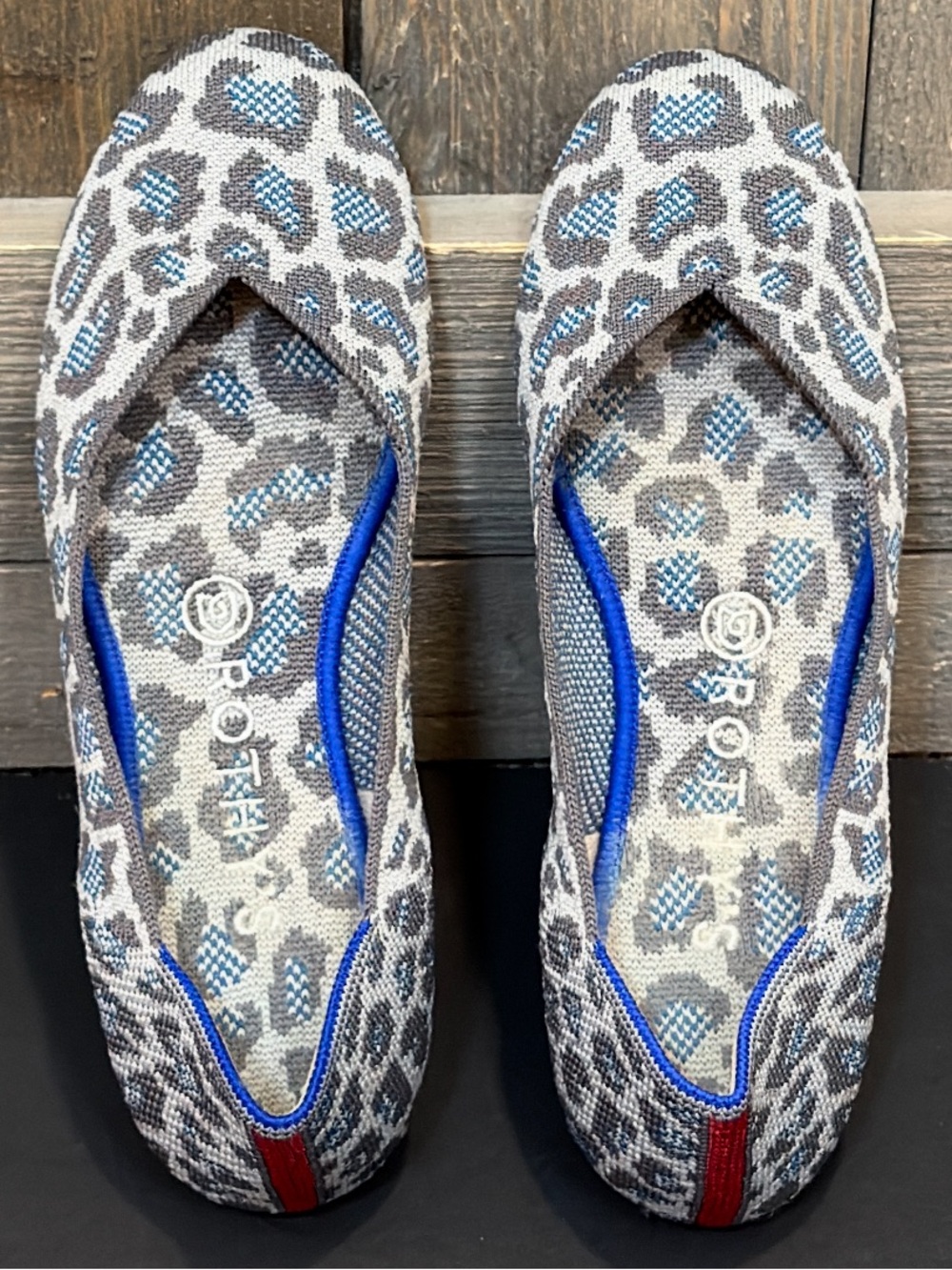Rothy’s The Loafer Blue Grey Leopard Spot Animal Print Retired Washable Flats 8